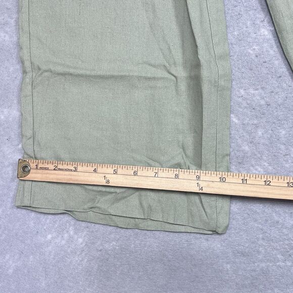 Kensie Pants Women Small Casual Linen Blend Sage Green Wide Leg Crop High Rise - Picture 8 of 13